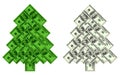 Christmas tree made Ã¢â¬â¹Ã¢â¬â¹of hundred dollar banknotes Royalty Free Stock Photo